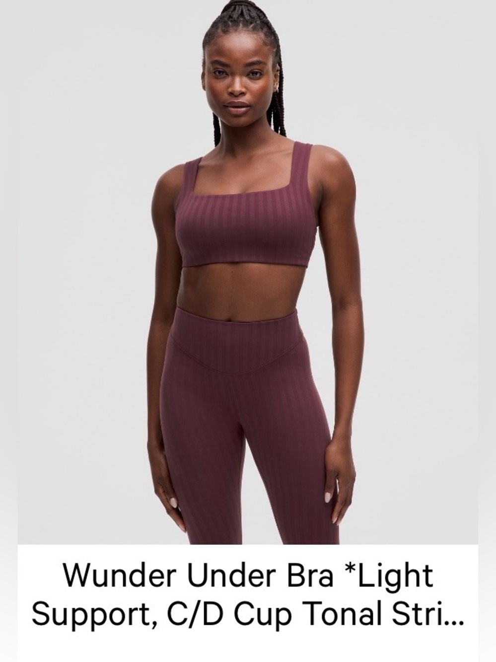 lululemon wunder under bra garnet tonal stripe size S